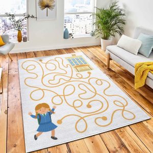Back School Maze Children Preschool Area Carpet Rug Kid Play Rug Room Decor
