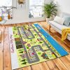 Background Lively City Houses Streets Area Rug Kid Play Rug Home Decor