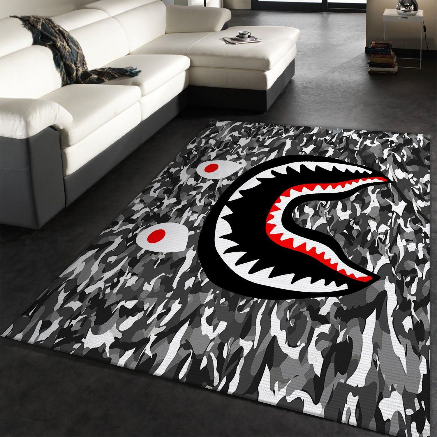 Bape Shark Black Army Pattern Area Rugs Living Room Carpet Christmas Gift Decor Bape Shark Black Army Pattern Area Rugs Living Room Carpet Christmas Gift Decor