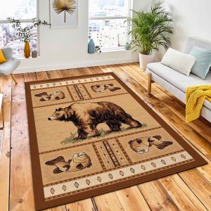 Bass N Bear Lodge Area Rug Rustic Cabin & Lodge Area Rug Home Decor Rug