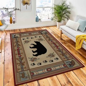 Bear Path Area Rug Rustic Cabin & Lodge Area Rug Room Decor Rug