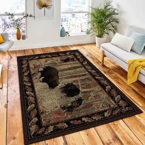 Bear Reunion Area Rug Rustic Cabin & Lodge Area Rug Home Decor Rug