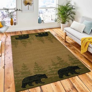 Bear Woods Area Rug Rustic Cabin & Lodge Area Rug Room Decor Rug