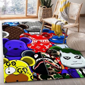 Bearbrick Rectangle Rug Living Room Rug Floor Decor Home Decor Area Rug For Living Room Bedroom Rug Home Decor