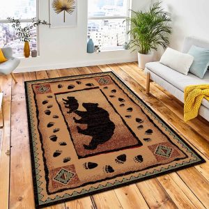 Bears Are Here Rustic Area Rug Rustic Cabin & Lodge Area Rug Room Decor Rug