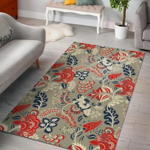 Beige Bohemian Floral Pattern Area Rug Bohemian Rug Floor Decor