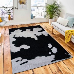 Black And White Cowhide Rug Rustic Cabin & Lodge Area Rug Room Decor Rug