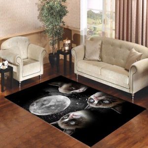 Black Grumpy Cat Like A Moon Living Room Carpet Rugs Area Rug For Living Room Bedroom Rug Home Decor