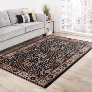 Black Persian Style Rug Area Rug Bedroom Rug
