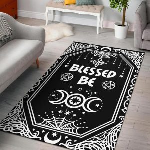 Blessed Be Wicca Black Area Rug Living Room Rug