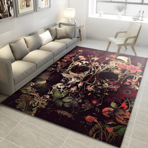 Bloom Skull Rug Gothic Floral Skull Rug