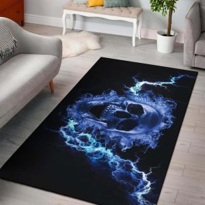 Blue Flaming Skull Area Rug Carpet Carpets Area Rug For Living Room Bedroom Rug Home Decor
