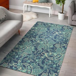 Blue Sky Paisley Bohemian Pattern Area Rug Bohemian Rug Rug Love Decor