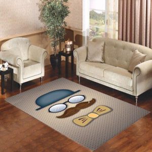 Blue Top Hat Moustache Glasses And Bow Tie Living Room Carpet Rugs Area Rug For Living Room Bedroom Rug Home Decor