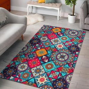 Bohemian Indian Mandala Patchwork Area Rug Bohemian Rug Rug Love Decor