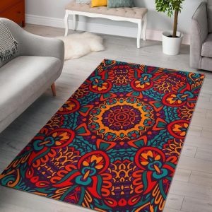 Bohemian Native Mandala Pattern Area Rug Bohemian Rug Christmas Decor