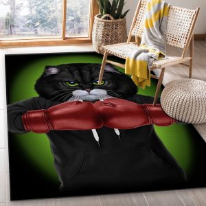 Boxer Cat Boxing Champion Area Rug Carpet Bedroom Christmas Gift Decor Area Rug For Living Room Bedroom Rug Home Decor