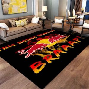 Braaap Motorcycles Red Bull This House Runs On Area Rug Carpet Area Rug For Living Room Bedroom Rug Home Decor