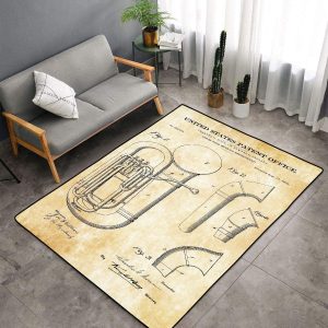 Brass Wind Instrument Patent Print Aak572 Area Rug For Living Room Bedroom Rug Home Decor
