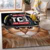 Brave Firefighter Cat Area Rug For Christmas Bedroom Christmas Gift Decor Area Rug For Living Room Bedroom Rug Home Decor
