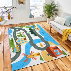 Brightly Colored Map Kids Showing Area Rug Carpet Nursery Rug Room Decor