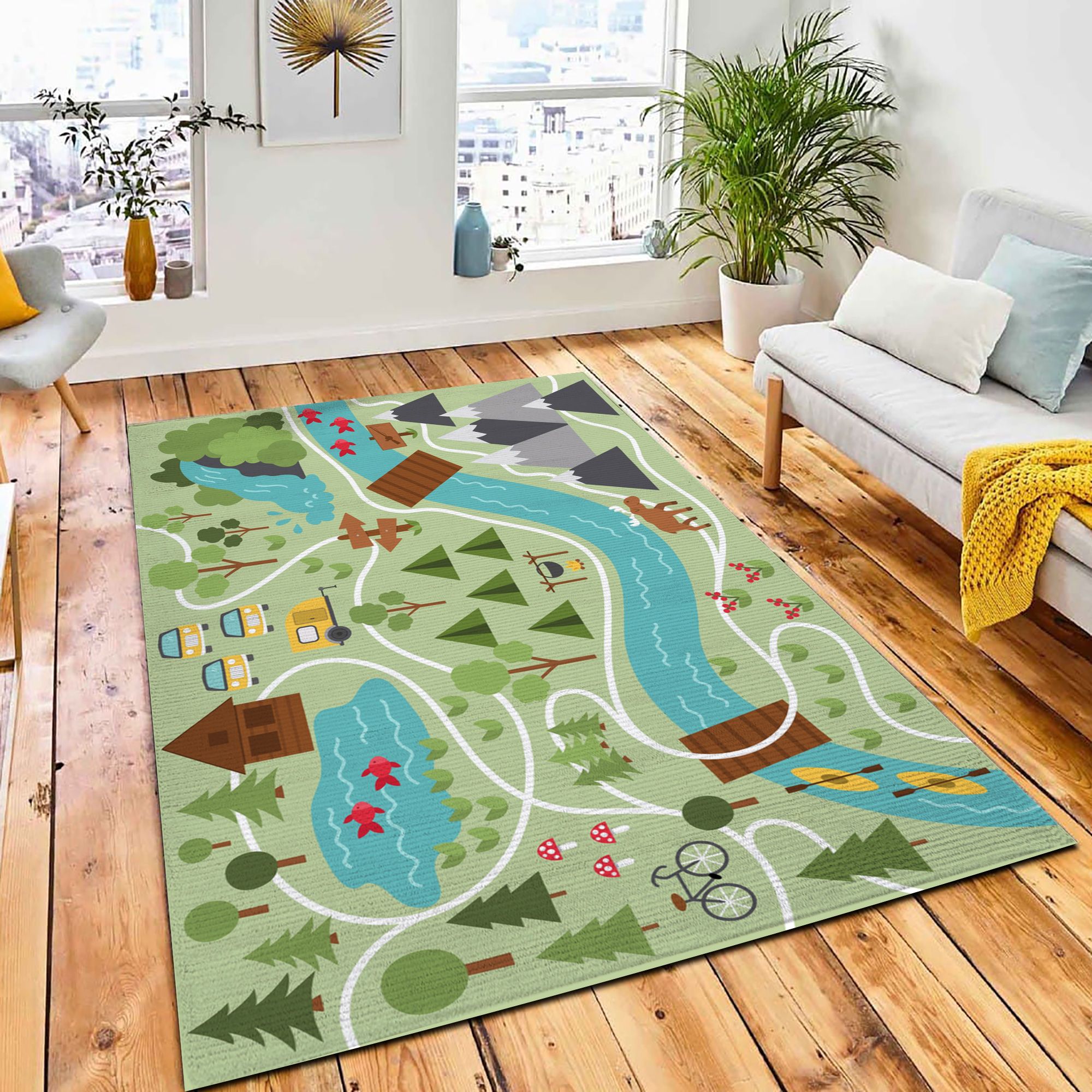 Camping Map Summer Camp Background Area Rug Carpet Kids Rug Room Decor Camping Map Summer Camp Background Area Rug Carpet Kids Rug Room Decor