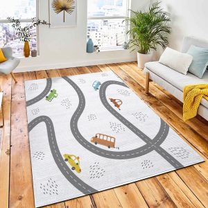 Cartoon Cute Kids Map Car Area Carpet Rug City Rug Home Decor
