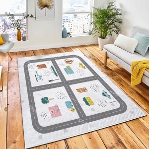 Cartoon Cute Kids Map Car Carpet Rug City Rug Home Decor