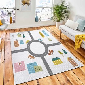Cartoon Cute Kids Map Car Carpet Rug Kids Rug Room Decor