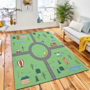 Cartoon Cute Kids Map Car Rug Carpet City Rug Home Decor