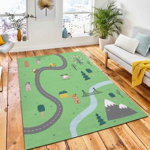 Cartoon Cute Kids Map Car Rug Carpet City Rug Room Decor