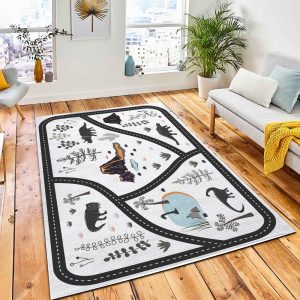 Cartoon Kids Road Playmat Dinosaur Rug Carpet Nursery Rug Home Decor