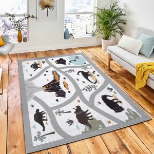 Cartoon Kids Road Playmat Dinosaur Rug City Rug Room Decor