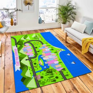 Cartoon Landscape Background Map Cities Rug Carpet City Rug Home Decor