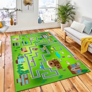 Cartoon Map Farm Roads Cars Carpet Rug Nursery Rug Room Decor
