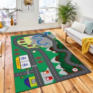 Cartoon Map Roads Trees Houses Area Carpet Rug City Rug Home Decor