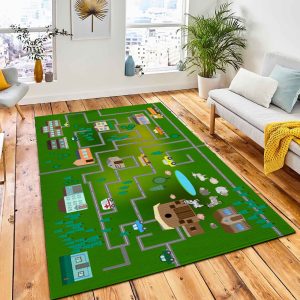 Cartoon Map Seamless Pattern Farm Carpet Rug Kid Play Rug Room Decor