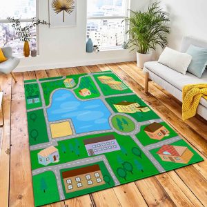 Cartoon Map Seamless Pattern Roads Area Carpet Rug City Rug Room Decor
