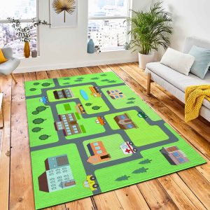Cartoon Map Seamless Pattern Roads Area Carpet Rug Kid Play Rug Room Decor