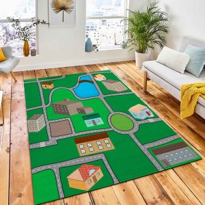 Cartoon Map Seamless Pattern Roads Area Rug City Rug Room Decor