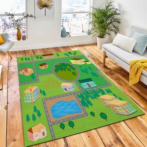 Cartoon Map Seamless Pattern Roads Carpet Rug Kid Play Rug Room Decor