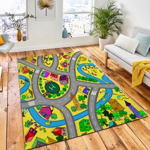 Cartoon Map Seamless Pattern Roads Carpet Rug Kids Rug Home Decor