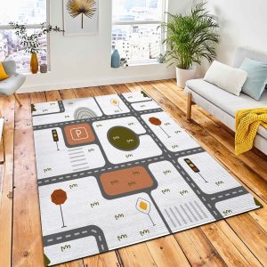 Cartoon Road Seamless Pattern Kids Carpet Rug Kid Play Rug Home Decor