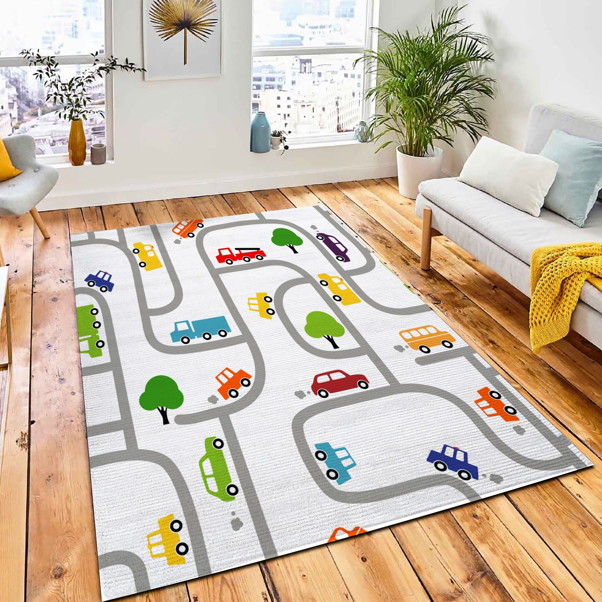 Cartoon Seamless Pattern Cars On Rug Carpet Kid Play Rug Home Decor Cartoon Seamless Pattern Cars On Rug Carpet Kid Play Rug Home Decor