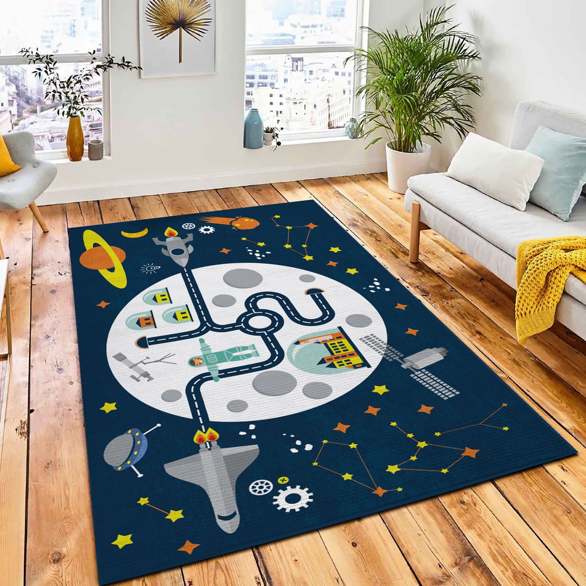 Cartoon Space Map Pattern Area Rug City Rug Home Decor Cartoon Space Map Pattern Area Rug City Rug Home Decor