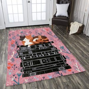 Cat And Books Cld310705 Cg Rug Carpet Area Rug For Living Room Bedroom Rug Home Decor