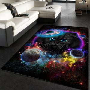 Cat In Galaxy Space Cosmos Area Rug Carpet Bedroom Floor Decor Home Decor Area Rug For Living Room Bedroom Rug Home Decor