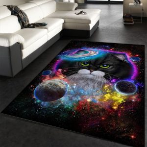 Cat In Galaxy Space Cosmos Area Rug Carpet Living Room Rug Home Decor Floor Decor