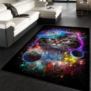 Cat In Galaxy Space Cosmos Area Rug Kitchen Rug Us Gift Decor Area Rug For Living Room Bedroom Rug Home Decor