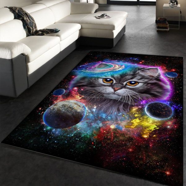 Cat In Galaxy Space Cosmos Area Rug Living Room Rug Us Gift Decor